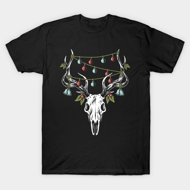 Christmas Reindeer Skull Decorations T-Shirt by dumbshirts